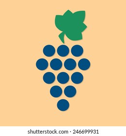 Grape icon or sign. Design element for winemaking, viticulture, wine house. Colorful vector illustration in flat style. 