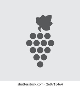 Grape icon or sign. Design element for winemaking, viticulture, wine house. Vector illustration of bunch of grapes in flat style. 