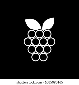 Grape icon. Silhouette Grape vector icon for web design isolated on black background