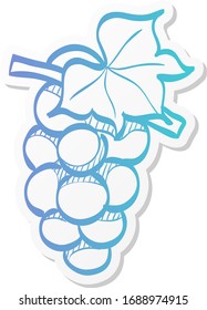 Grape icon in sticker color style. Fruit berry dessert sweet organic