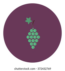 Grape icon sticker, isolated on purple background.