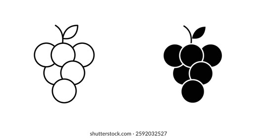 Grape icon symbol collection on white background.