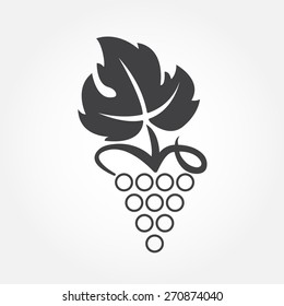 Grape icon or symbol. Design element for winemaking, viticulture, wine house. Vector illustration of bunch of grapes in flat style. 