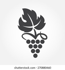 Grape icon or symbol. Design element for winemaking, viticulture, wine house. Vector illustration of bunch of grapes in flat style. 