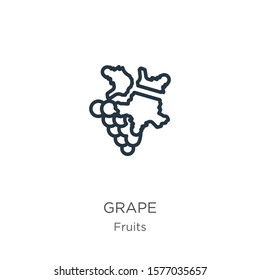 Grape icon. Thin linear grape outline icon isolated on white background from fruits collection. Line vector sign, symbol for web and mobile