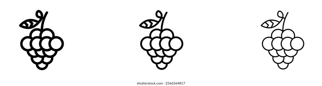 Grape icon in tree different line stroke sizes.