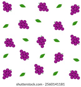 Grape icon, vector fruit illustration, nature wine, isolated on white. grapes seamless. grapes pattern background.