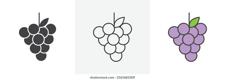 Grape icons in black and colored versions