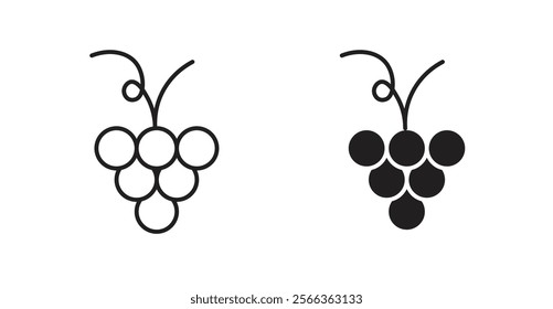 Grape icons in line stroke and flat versions
