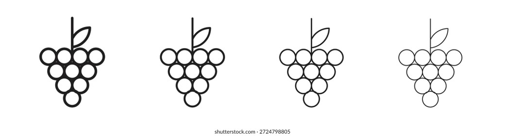 Coleção de vetores de linha de ícones de uva. Ícone de vetor perfeito de pixel