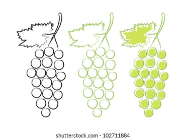 Grape icons on white background