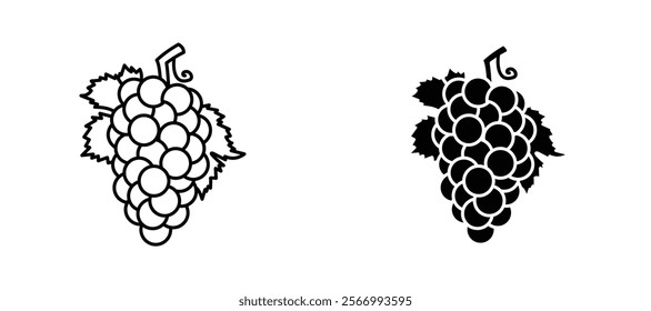 Grape icons in outline and fill. vector illustration for ui.