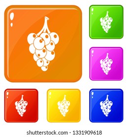 Grape icons set collection vector 6 color isolated on white background