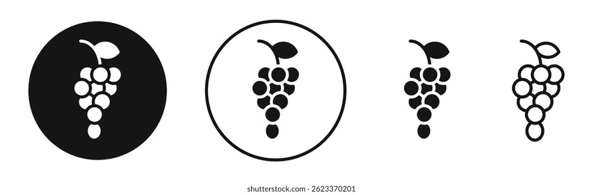 Grape icons set in solid black and stroke line style