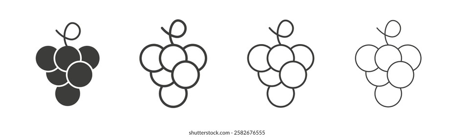 Grape icons set vectors graphic designs