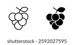 Grape icons. stroke line and black solid icons