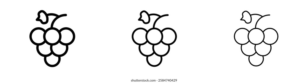 Grape icons in three different stroke lines