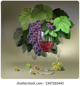 GRAPE IGLAS POSTER floral plant nature green realistic tree green leaves grapes