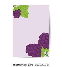 grape illustration flat style. Card, banner, poster, sticker, print, advertising material. Fruit Vector cover illustration.