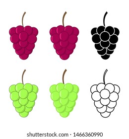 Grape illustration in flat style. Icons for design and web.