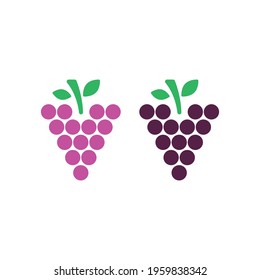 Grape illustration set in flat style. Icons for design and web. Vector illustration on white background 