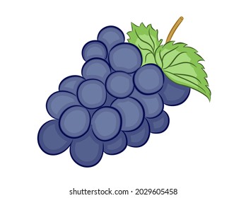 Ilustración de uvas de verduras en dibujos animados de estilo plano.