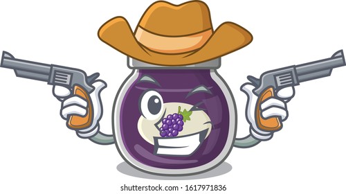 Grape jam dressed as a Cowboy having guns