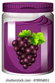 Grape jam in the jar illustration