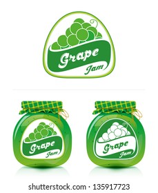 Grape jam label with jar