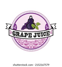 Grape juice classic logo isolated on white background.