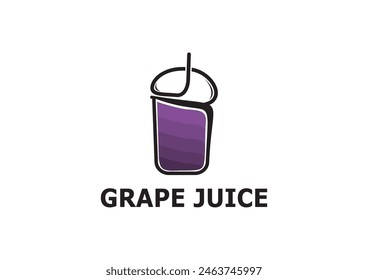 Grape juice cup vector icon logo design concept. Eps