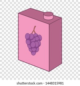 Grape juice drink carton box icon. Cartoon illustration of grape juice drink carton box vector icon for web design