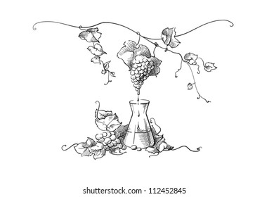 Grape juice drip into a glass jar