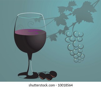 grape juice with grapes in glass 	