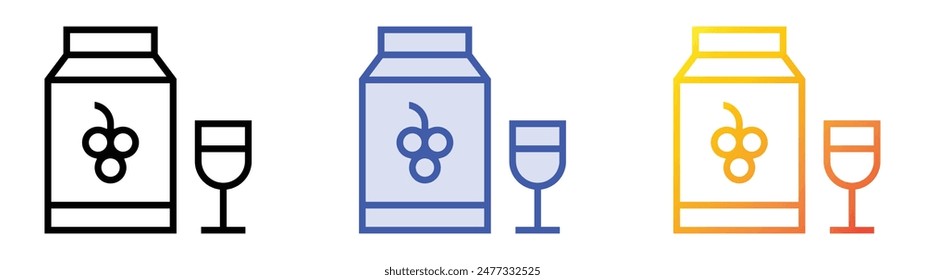Symbol für Traubensaft. Lineares, blaues Füllungs- und Verlaufsstil-Design auf weißem Hintergrund