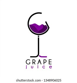 grape juice logo design template . cocktail logo design . modern logo