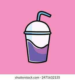 Grape Juice Milkshake Vector Cartoon Illustration