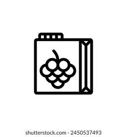 grape juice mini box outline icon and illustration