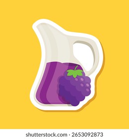 Ícone adesivo de papel de suco de uva em estilo plano. Ilustração do vetor de bebida de toranja em fundo isolado. Coquetel saudável sinal conceito de negócios.