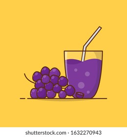 Grape Juice Vector Icon Illustration. Icon Of Drink With Fruit