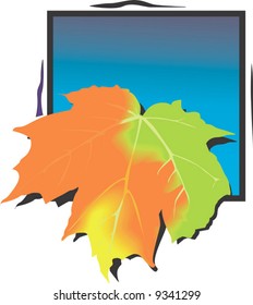 grape leaf in blue board	