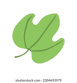 Grape leaf hand drawn illustration. Cartoon style flat design, isolated vector. Summer, autumn seasonal print element, farming, gardening, harvest, agriculture, wine making, vineyard, plant foliage