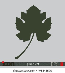 Grape leaf icon or logo; vector design on isolated background.