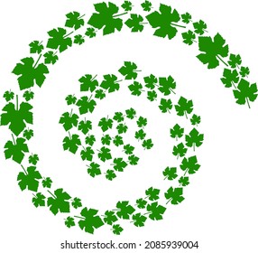 Grape leaf icon spiral curl mosaic. Grape leaf symbols are shaped into cycle mosaic structure. Abstract curl is designed from randomized grape leaf symbols.