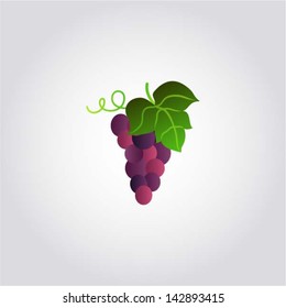 Grape with leaf icon, vector illustration