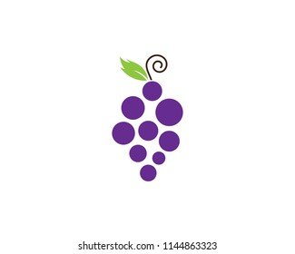 Grape with leaf icon vector template