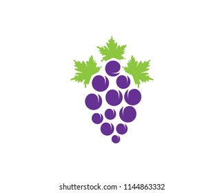 Grape with leaf icon vector template
