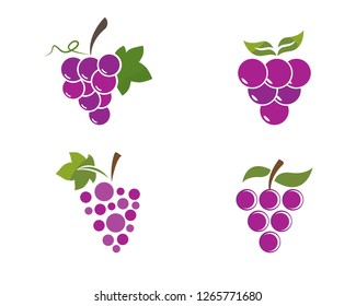Grape with leaf icon vector template
