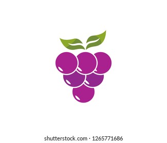 Grape with leaf icon vector template
