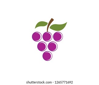 Grape with leaf icon vector template
